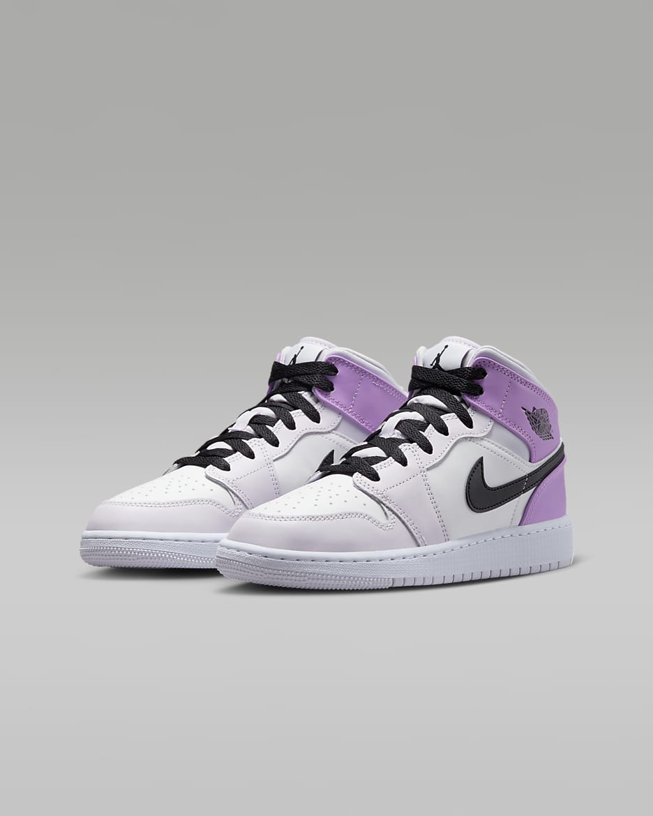 Air jordan 1 mid se black white rush violet deals